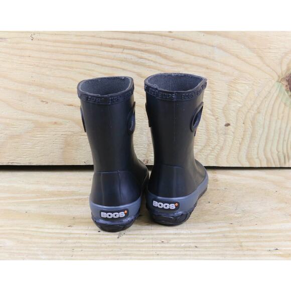 Bogs Rain Boots 8 Skipper Solid Black Baby Toddler 24 Slip On New - Picture 3 of 7